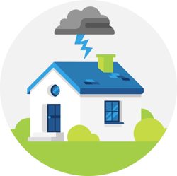 Illustration of a storm brewing over a building Illustration of a storm brewing over a building