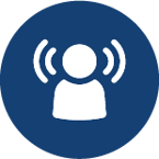 Silhouette of a person with sonar waves around ears, icon