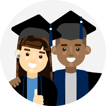 Two students graduating Two students graduating