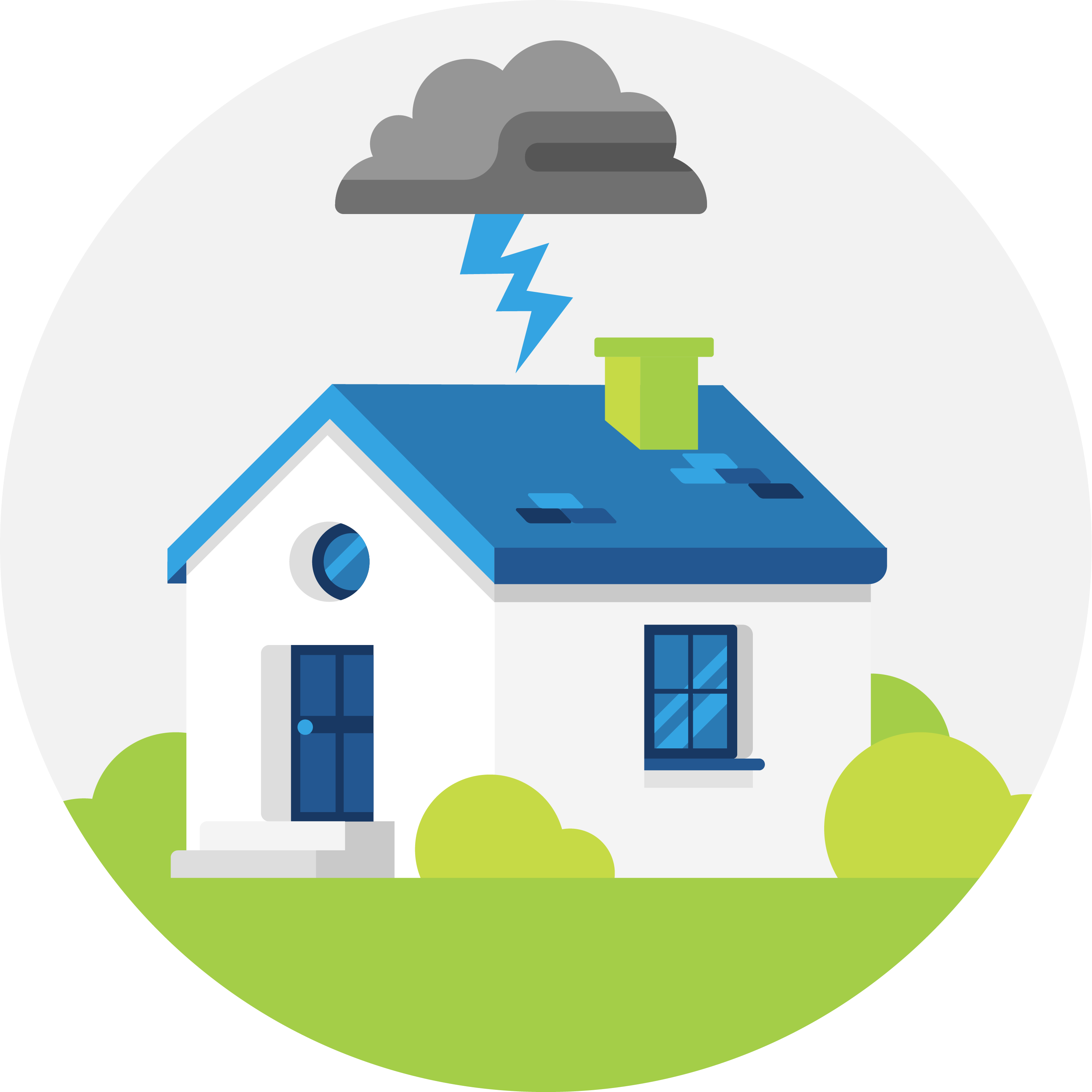 Illustration of a storm brewing over a building Illustration of a storm brewing over a building