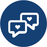 Icon with two social media messages with hearts 